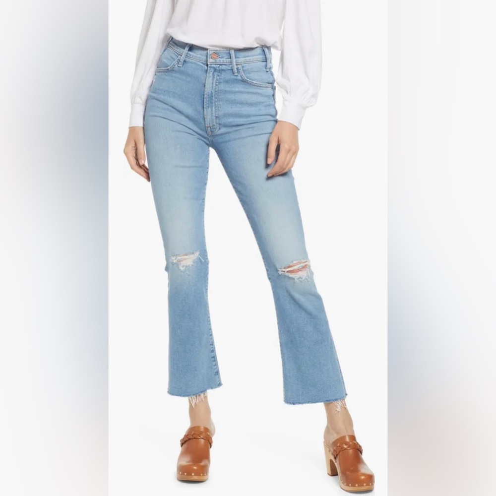 Mother the Hustler Ankle Fray Jeans in Thrilling Shots Size 26 NWOT